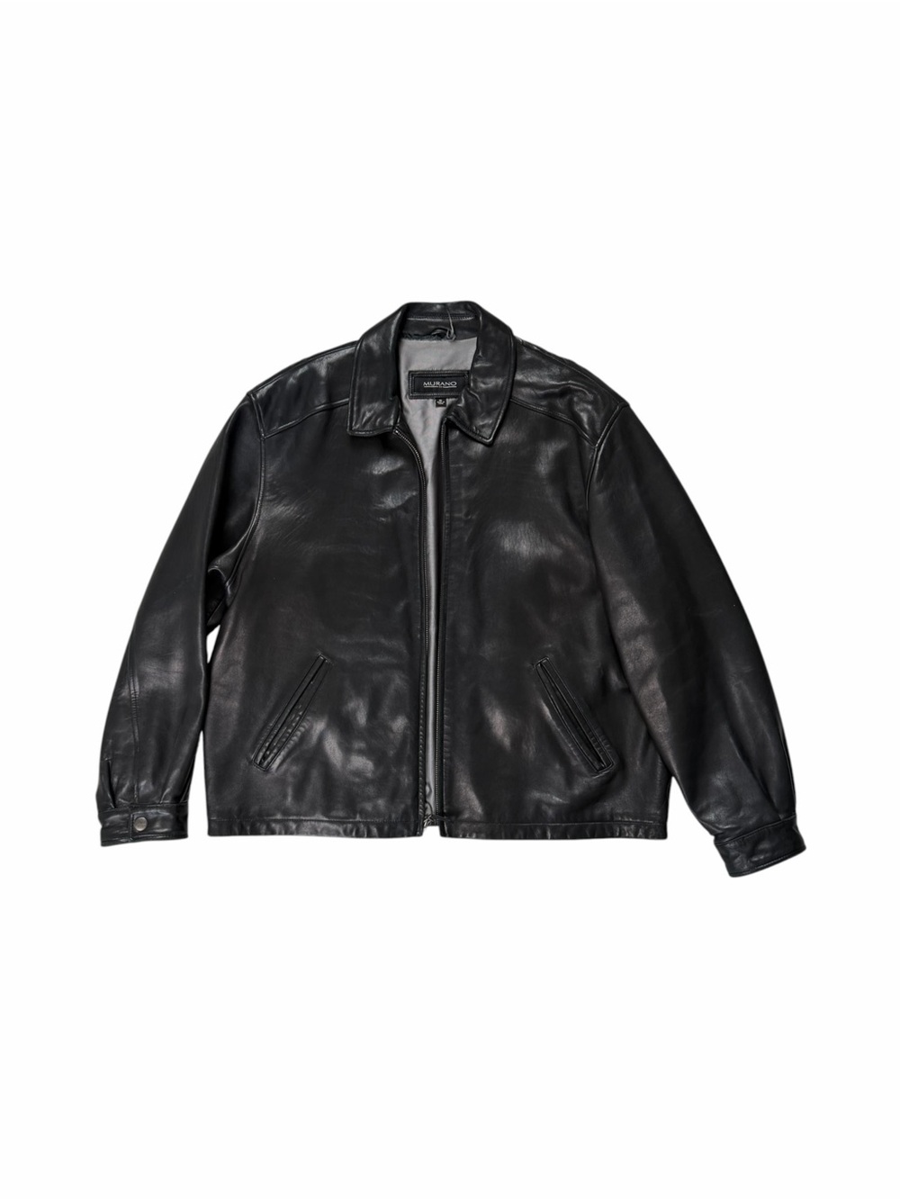 Murano XL Black Genuine Lambskin Leather Jacket 90s Y2K - Picture 3 of 14